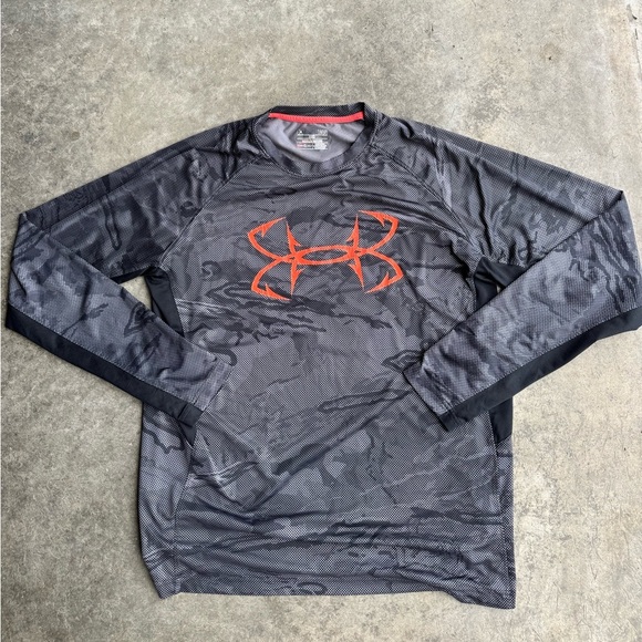 Under Armour Charcoal and Orange Performance Top - Picture 1 of 2